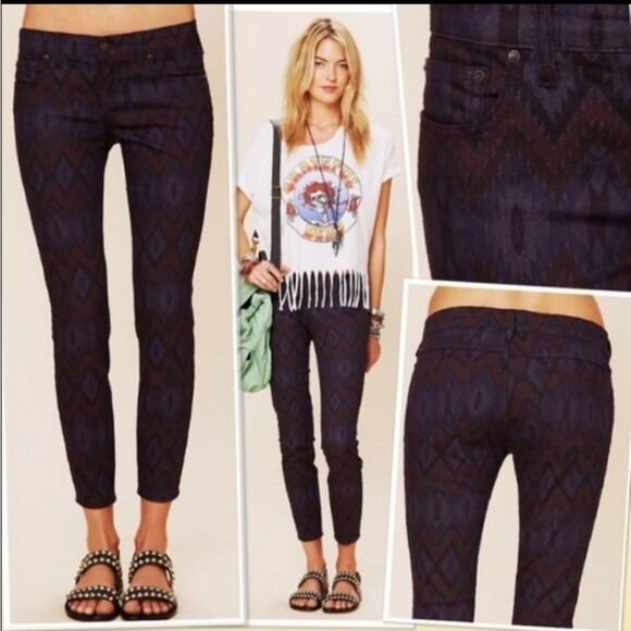 Free People Tribal Pattern Skinny Jeans size 29 - Picture 5 of 5